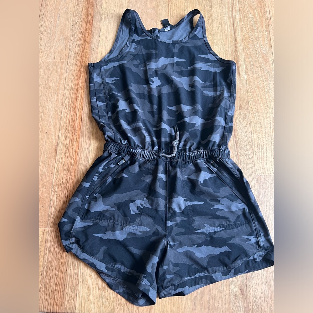 Athleta Girl Black Camo Romper